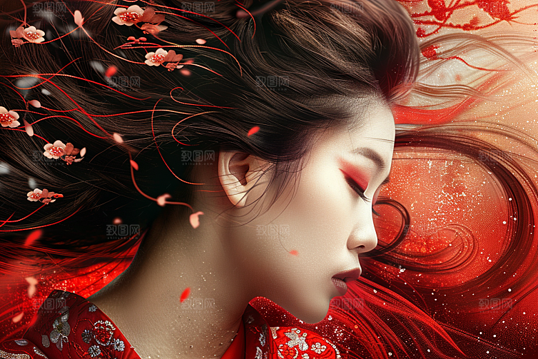 妆造发型唯美肖像摄影图