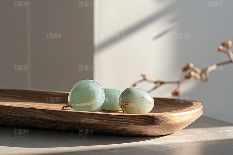 翡翠玉石金镶玉精致摄影图