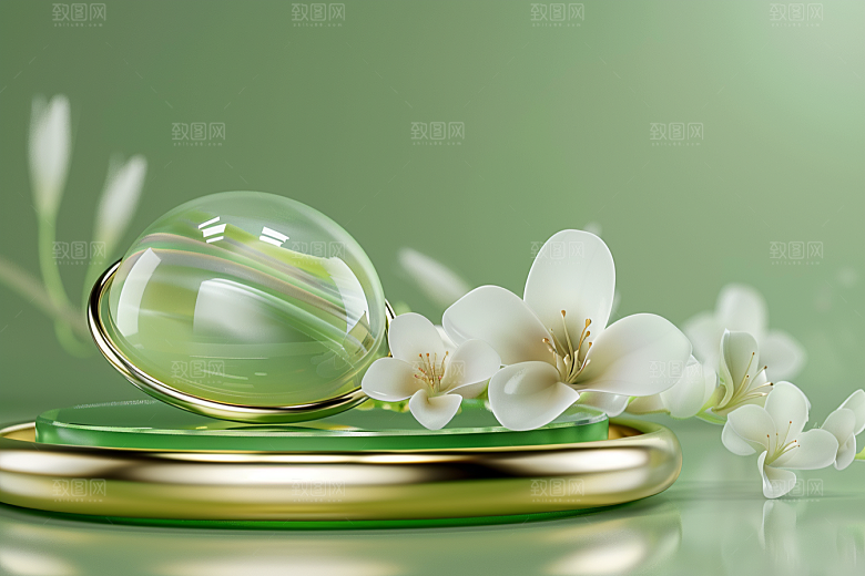 翡翠玉石奢华翠绿摄影图