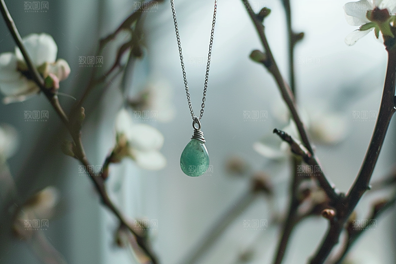 翡翠玉石精致首饰摄影图