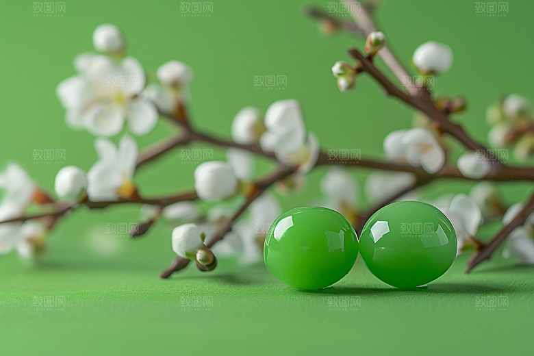 翡翠玉石金镶玉珠宝摄影图