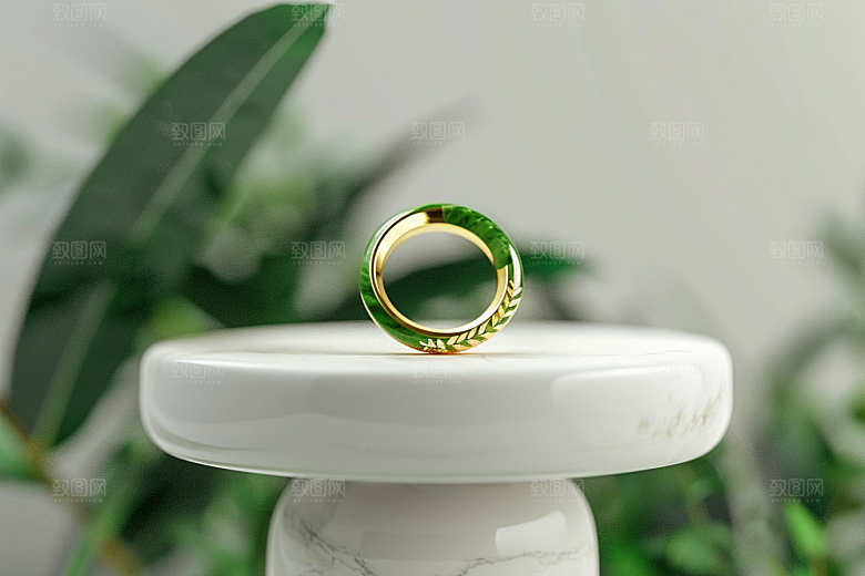 翡翠玉石金镶玉富贵摄影图