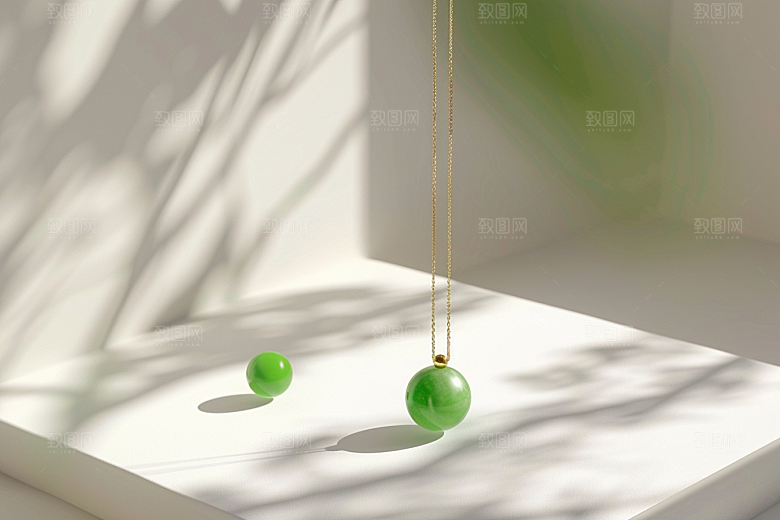 翡翠玉石精致首饰摄影图