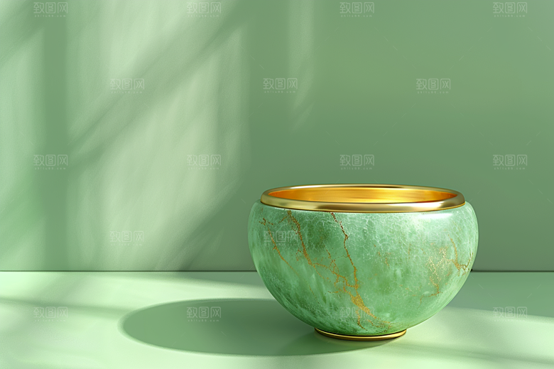翡翠玉石金镶玉精致摄影图