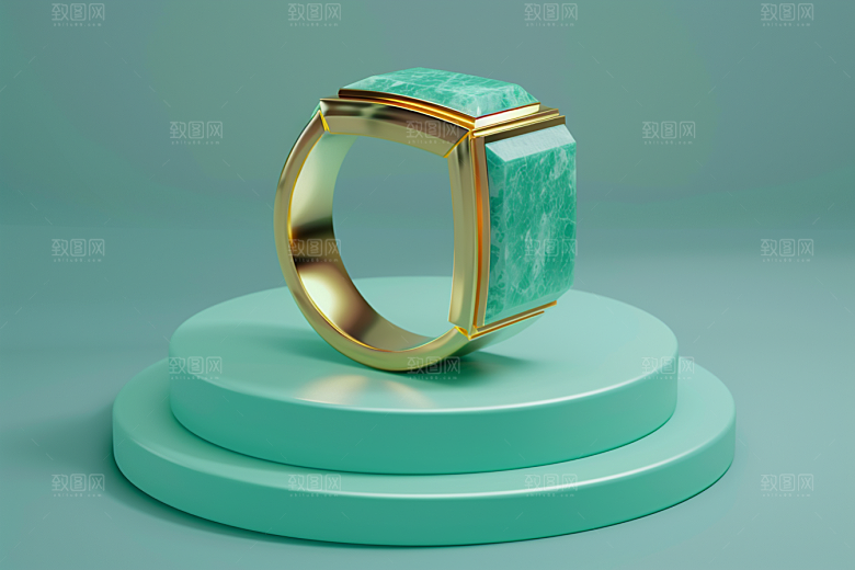 翡翠玉石金镶玉翠绿摄影图