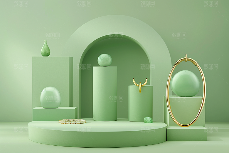 翡翠玉石富贵翠绿摄影图