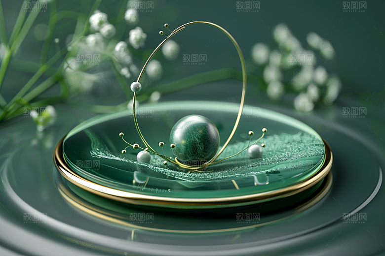 翡翠玉石首饰通透摄影图