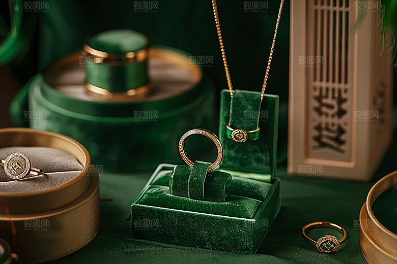翡翠玉石翠绿通透摄影图