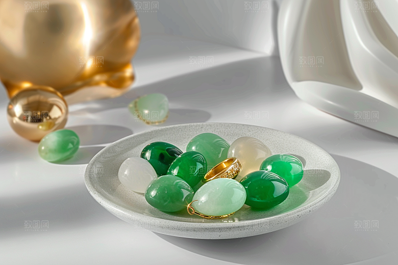 翡翠玉石精致艺术摄影图