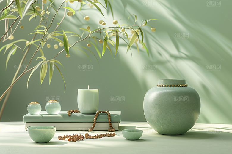 翡翠玉石首饰精致摄影图
