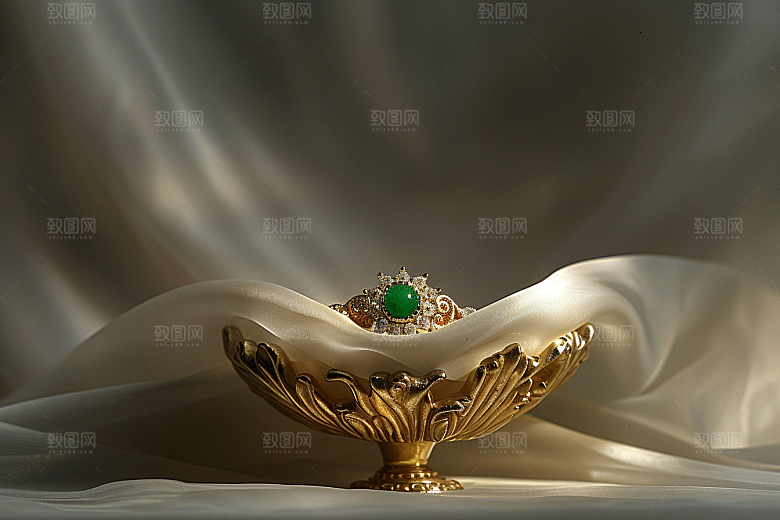 翡翠玉石精美金镶玉摄影图