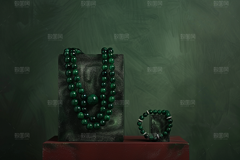 翡翠玉石奢侈品金镶玉摄影图