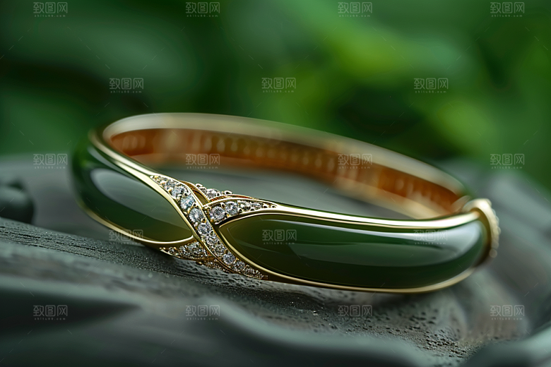 翡翠玉石翠绿首饰摄影图