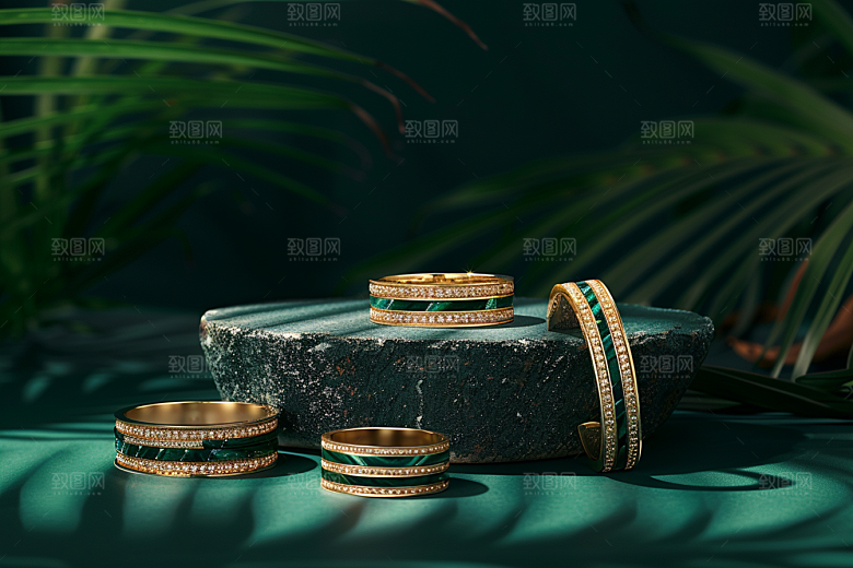 翡翠玉石首饰富贵摄影图