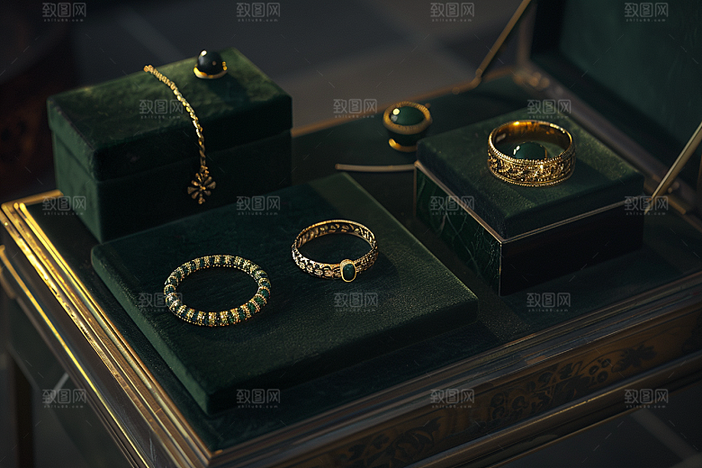 翡翠玉石艺术首饰摄影图