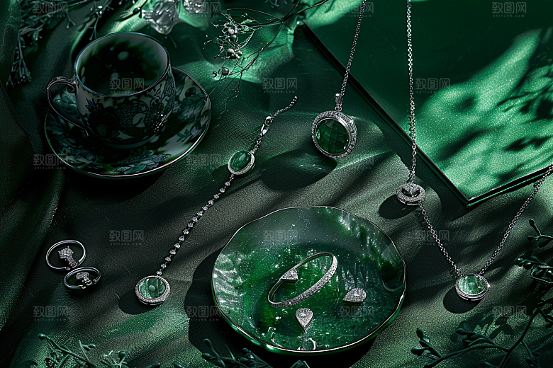 翡翠玉石艺术大气摄影图