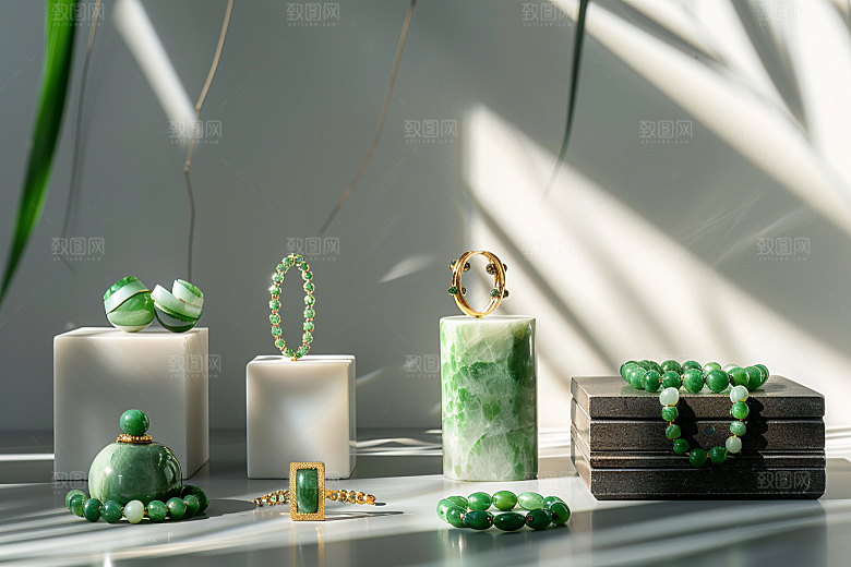 翡翠玉石珠宝奢侈品摄影图