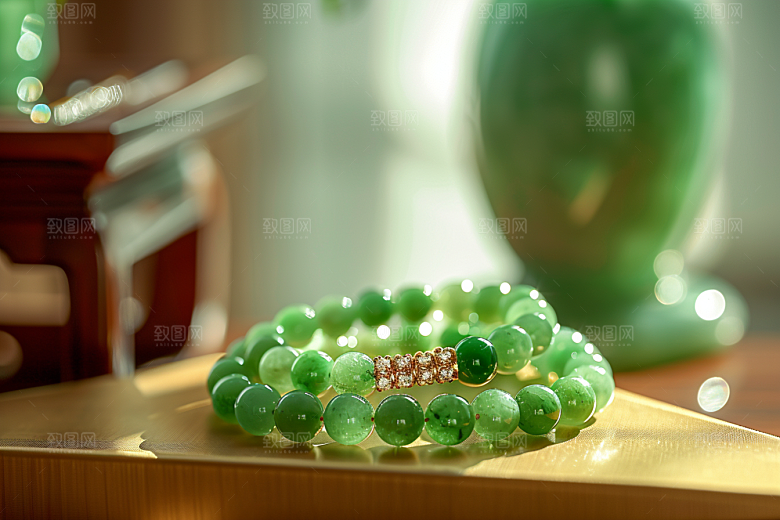 翡翠玉石奢华精致摄影图
