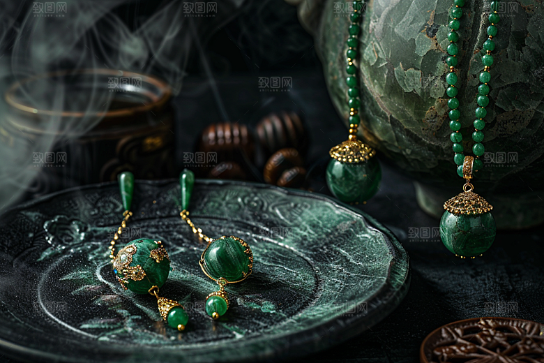 翡翠玉石珠宝翠绿摄影图