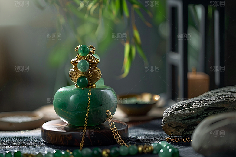 翡翠玉石艺术通透摄影图