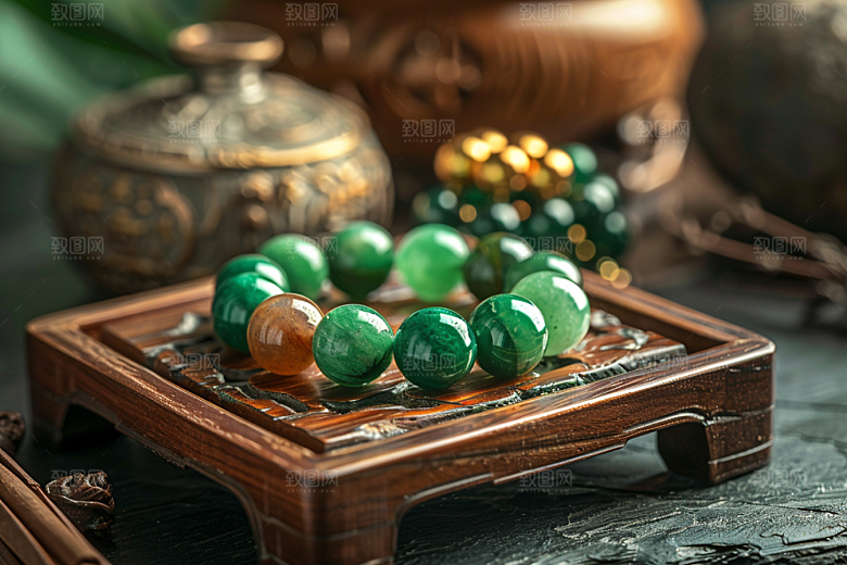 翡翠玉石装饰精致摄影图