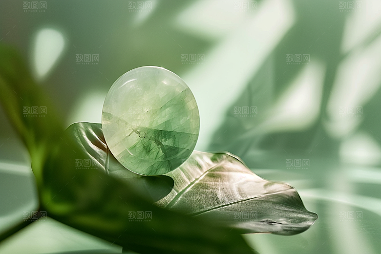 翡翠玉石金镶玉珠宝摄影图