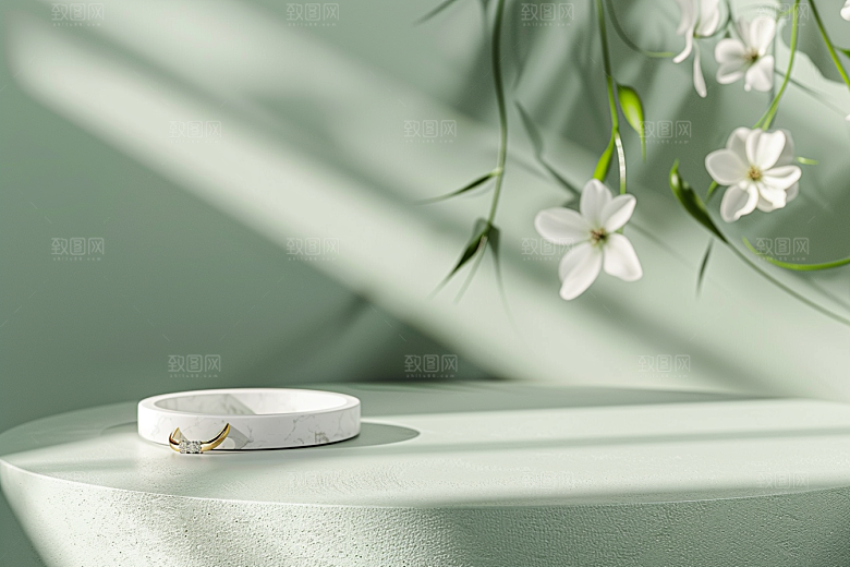 翡翠玉石精致翠绿摄影图