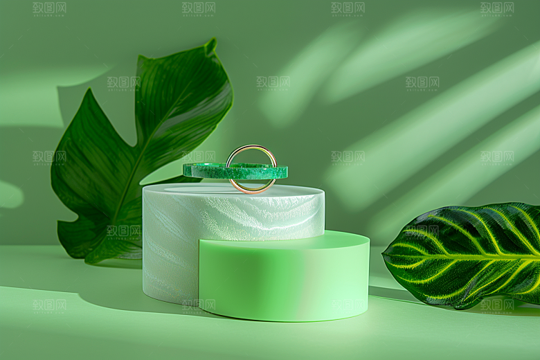 翡翠玉石奢华金镶玉摄影图