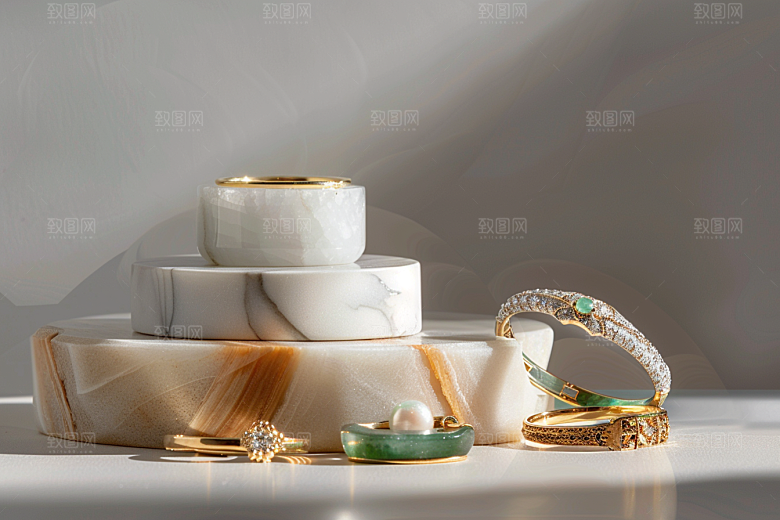 翡翠玉石富贵奢侈品摄影图