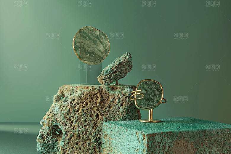 翡翠玉石金镶玉富贵摄影图