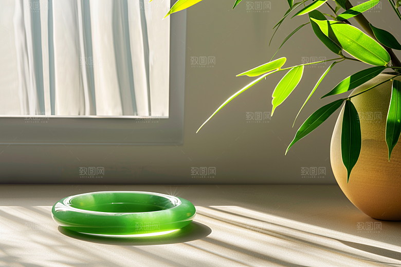 翡翠玉石珠宝金镶玉摄影图