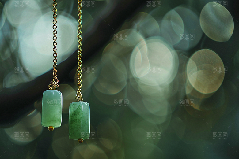 翡翠玉石精致首饰摄影图