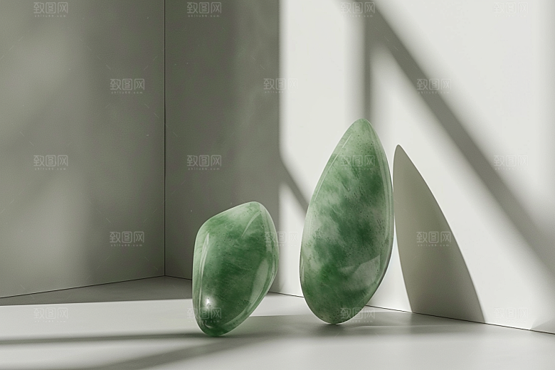 翡翠玉石精美金镶玉摄影图