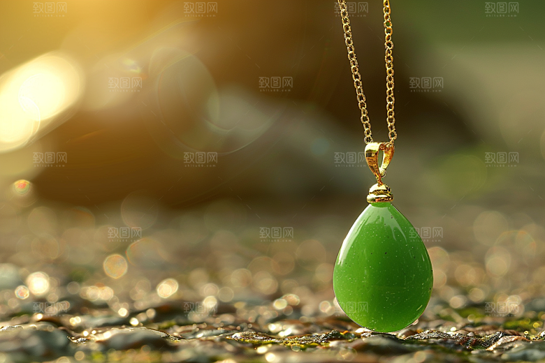 翡翠玉石翠绿珠宝摄影图