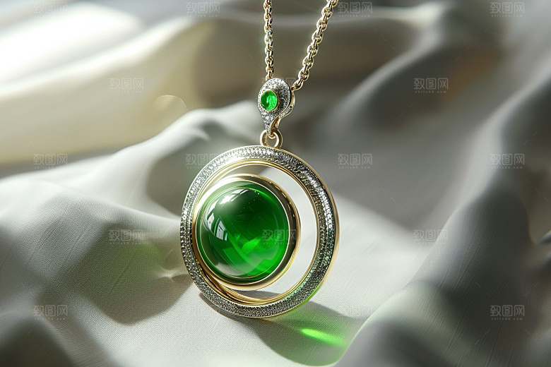 翡翠玉石精美金镶玉摄影图