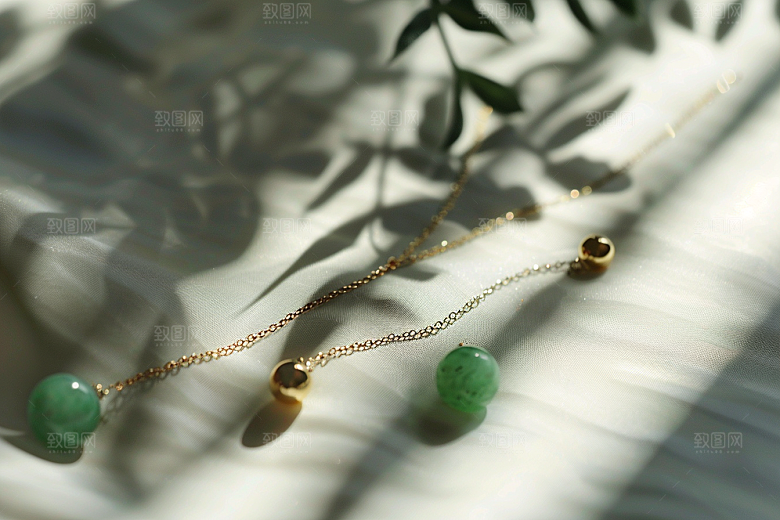 翡翠玉石金镶玉精致摄影图