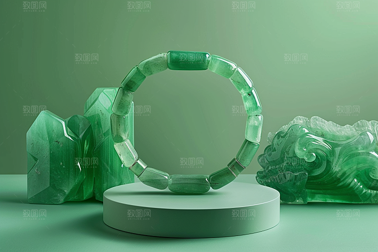 翡翠玉石珠宝精致摄影图