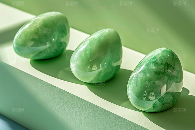 翡翠玉石精致艺术摄影图