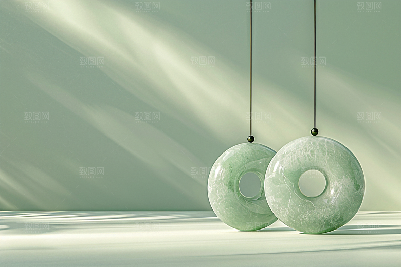 翡翠玉石金镶玉奢侈品摄影图