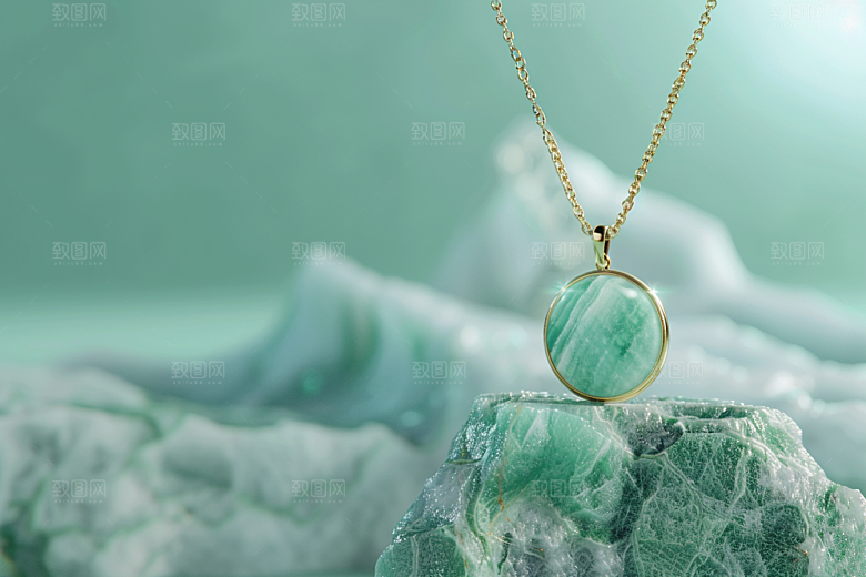 翡翠玉石珠宝翠绿摄影图