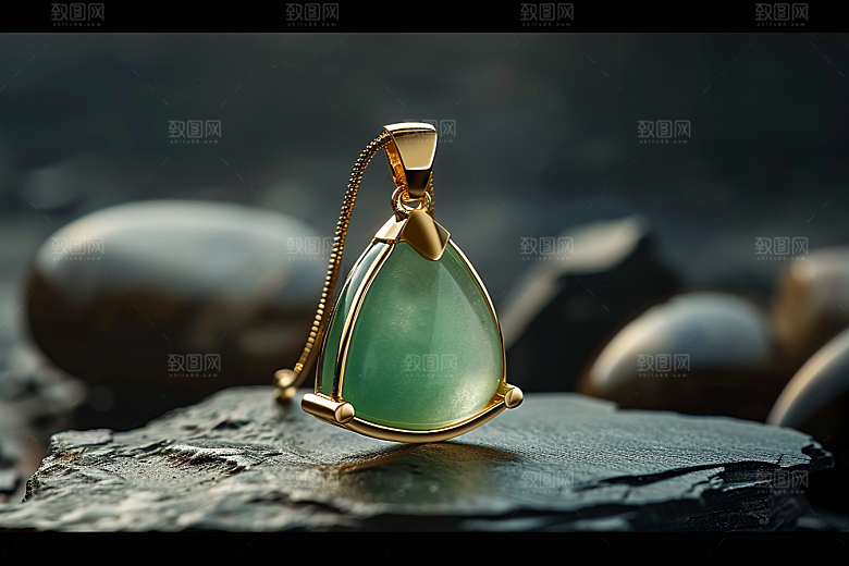 翡翠玉石翠绿富贵摄影图