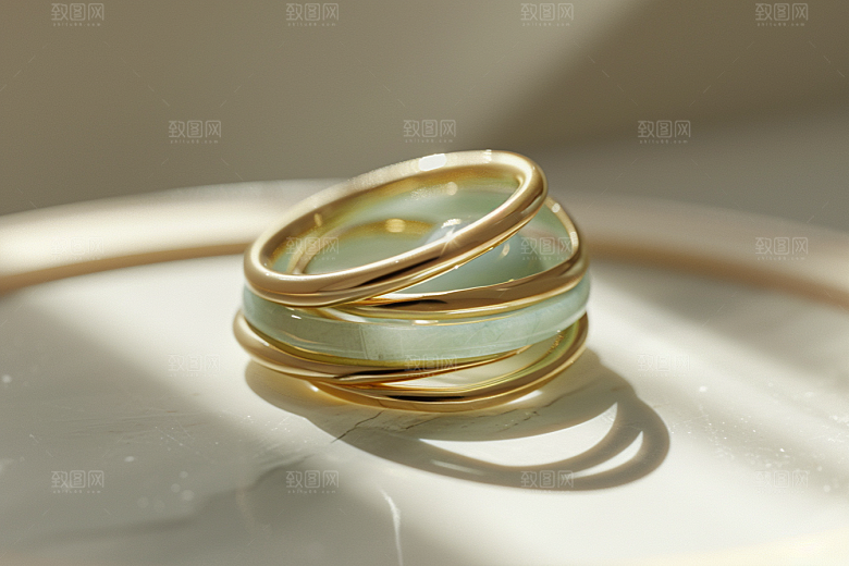 翡翠玉石奢侈品金镶玉摄影图