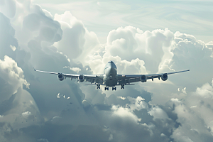 飞机飞翔航空高清摄影图