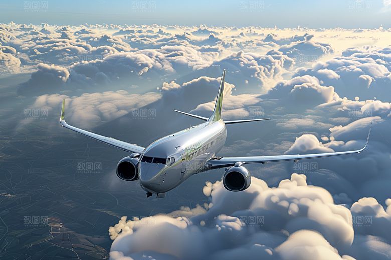 飞机飞翔航空白云摄影图