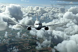 飞机飞翔交通工具航空摄影图