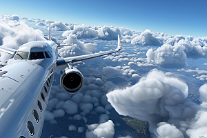 飞机飞翔白云客机摄影图