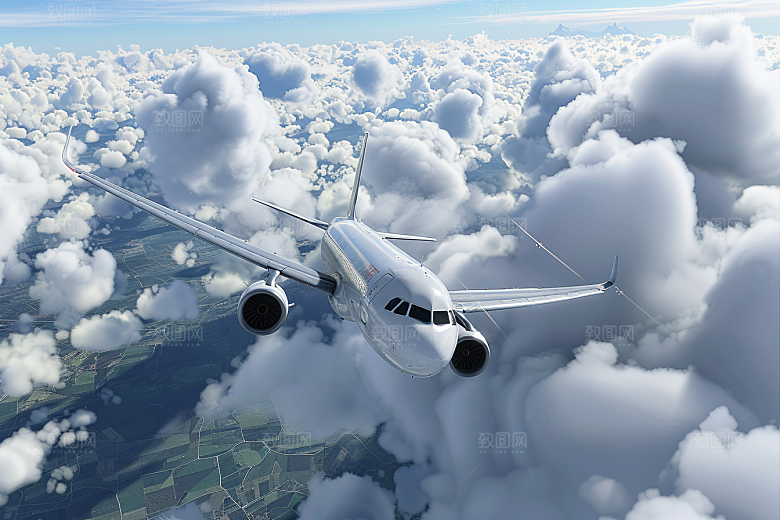 飞机飞翔高空客机摄影图