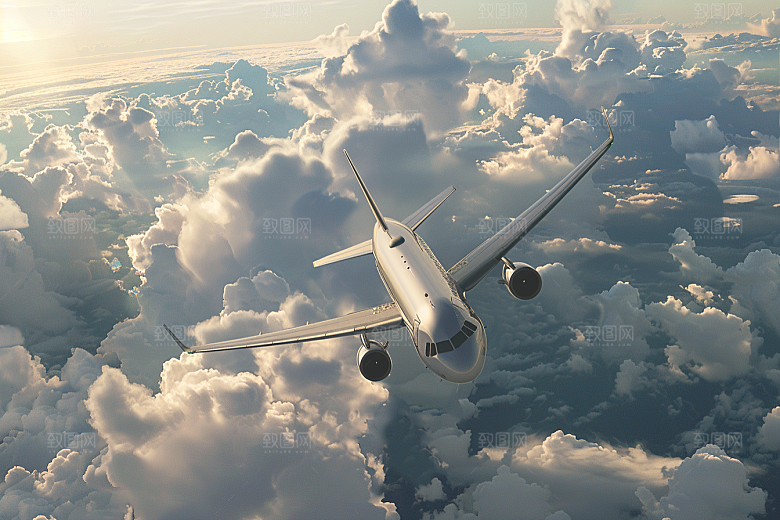 飞机飞翔民航高空摄影图
