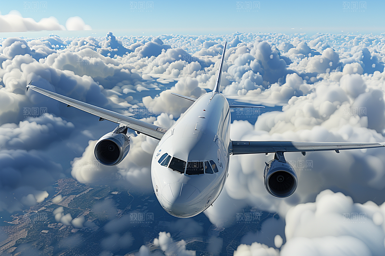 飞机飞翔高空民航摄影图