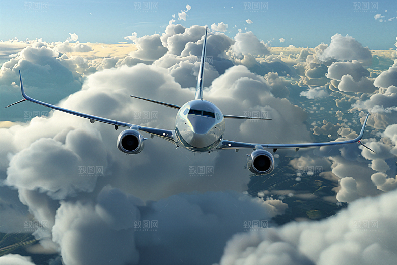 飞机飞翔高空航空摄影图